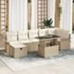 vidaXL Ensemble de canapés de jardin 8 pièces avec coussins Beige Poly Rotin