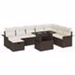 vidaXL Ensemble de canapés de jardin 9 pièces avec coussins Marron Poly Rattan