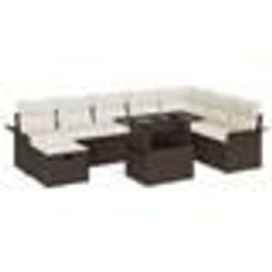vidaXL Ensemble de canapés de jardin 9 pièces avec coussins Marron Poly Rattan