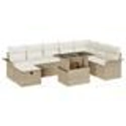 vidaXL Ensemble de canapé de jardin de 9 pièces Beige Poly Rotin avec coussins