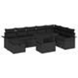 vidaXL Ensemble de canapé de jardin 9 pièces avec coussins Noir Poly Rattan
