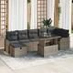 vidaXL Ensemble de canapé de jardin 8 pièces avec coussins en rattan poly gris