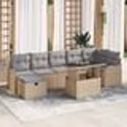 Ensemble de Canapés de Jardin 8 Pièces avec Coussins Beige Poly Rattan