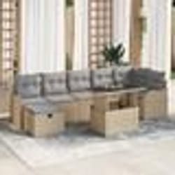 Ensemble de Canapés de Jardin 8 Pièces avec Coussins Beige Poly Rattan