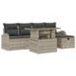 vidaXL Ensemble de canapés de jardin 6 pièces avec coussins gris clair en rattan synthétique