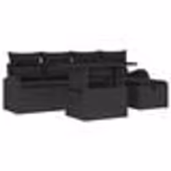 vidaXL Ensemble de canapé de jardin 6 pièces avec coussins noirs en poly rotin