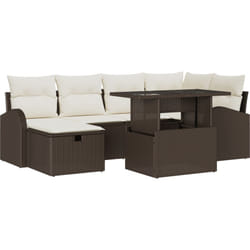 Vidaxl - Ensemble de Canapé de Jardin de 7 Pièces avec Coussins en Poly Rattan Marron
