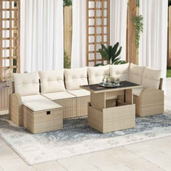 vidaXL Ensemble de canapé de jardin 8 pièces avec coussins Beige Poly Rotin