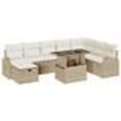 vidaXL Ensemble de Sofa de Jardin de 9 pièces avec Coussins Beige en Rattan Poly