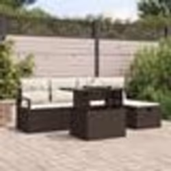 vidaXL Ensemble de 6 Pièces de Canapé de Jardin avec Coussins Marron Poly Rattan