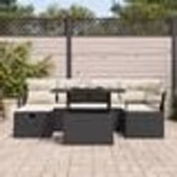 Ensemble de Canapés de Jardin 7 Pièces avec Coussins Rattan Noir