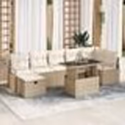 Ensemble de canapé de jardin 8 pièces avec coussins en poly rattan beige