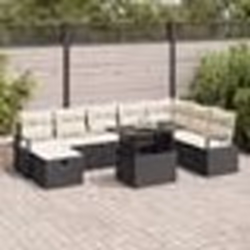 vidaXL Ensemble de canapés de jardin 9 pièces avec coussins noir en rattan poly
