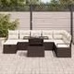 Set de Canapé de Jardin vidaXL 9 Pièces avec Coussins Marron Poly Rattan