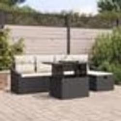 vidaXL Ensemble de canapé de jardin de 6 pièces avec coussins en rattan noir
