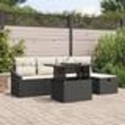 vidaXL Ensemble de canapé de jardin de 6 pièces avec coussins en rattan noir