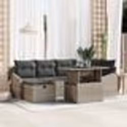 vidaXL Ensemble de Canapés de Jardin 7 Pièces avec Coussins Gris en Rattan Poly