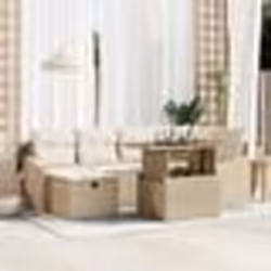 vidaXL Set de Canapés de Jardin 7 Pièces avec Coussins Beige Poly Rattan