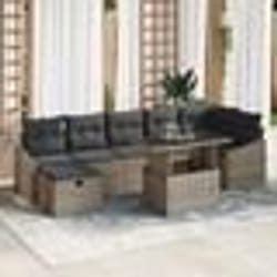 vidaXL Ensemble de canapé de jardin en 8 pièces avec coussins Gris Poly rotin