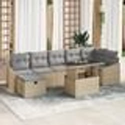 vidaXL Ensemble de canapés de jardin de 8 pièces avec coussins Beige Poly Rotin