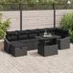vidaXL Ensemble de Canapé de Jardin 8 pièces Noir avec Coussins