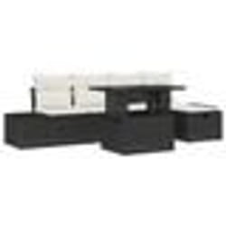vidaXL Ensemble de canapé de jardin 6 pièces avec coussins en rattan noir tressé
