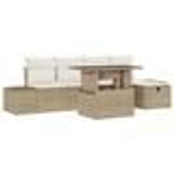 vidaXL Ensemble de canapé de jardin 6 pièces avec coussins beige en poly rotin