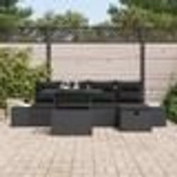 vidaXL Ensemble de canapé de jardin 6 pièces avec coussins Noir en poly rattan.