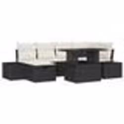 vidaXL Ensemble de canapés de jardin 7 pièces avec coussins en rotin poly noir