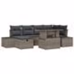 vidaXL Ensemble de canapés de jardin de 7 pièces avec coussins gris poly rattan