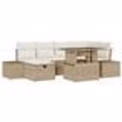 vidaXL Ensemble de canapé de jardin 7 pièces avec coussins Beige Poly Rotin