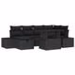 vidaXL Set de 7 canapés de jardin avec coussins en poly rattan noir