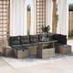 vidaXL Ensemble de Canapé de Jardin 8 Pièces avec Coussins Gris en Rattan Synthétique