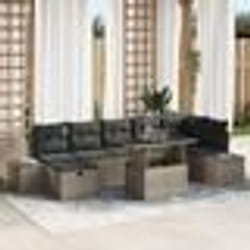 vidaXL Ensemble de Canapé de Jardin 8 Pièces avec Coussins Gris en Rattan Synthétique