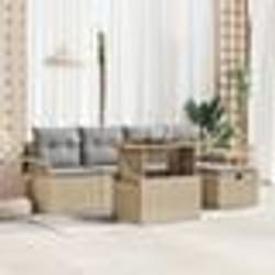 vidaXL Ensemble de canapé de jardin de 6 pièces avec coussins beige en rotin poly