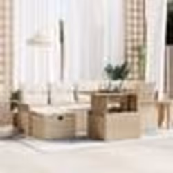 vidaXL Ensemble de 7 canapés de jardin avec coussins Beige Rotin Polyester