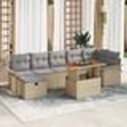 vidaXL Ensemble de canapés de jardin 8 pièces avec coussins Beige Poly Rotin
