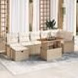vidaXL Ensemble de canapé de jardin 8 pièces avec coussins beige en poly rotin