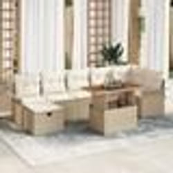 vidaXL Ensemble de canapé de jardin 8 pièces avec coussins beige en poly rotin