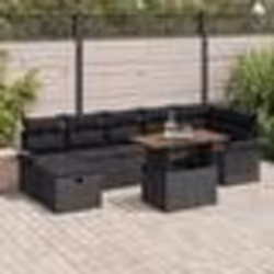 vidaXL Ensemble de canapé de jardin 8 pièces avec coussins en rotin noir