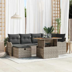 vidaXL Ensemble de canapé de jardin avec coussin 7 pcs Gris Poly rotin