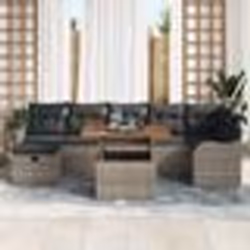 Ensemble de canapé de jardin 8 pièces avec coussins gris poly rattan