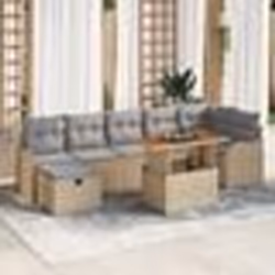 Ensemble de Canapé de Jardin vidaXL 8 Pièces avec Coussins en Rotin Poly Beige