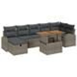 vidaXL Ensemble de Canapé de Jardin de 8 pièces avec Coussins Gris Rattan