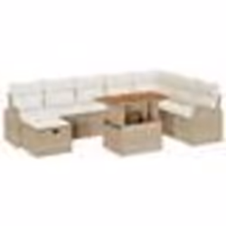 vidaXL Ensemble de canapé de jardin 9 pièces avec coussins beige poly rotin