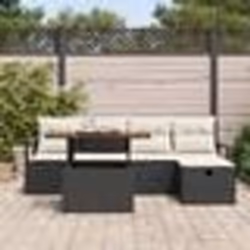 Set de Canapé de Jardin 6 Pièces avec Coussins Noir Rattan