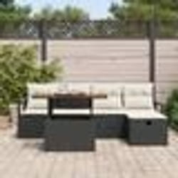Set de Canapé de Jardin 6 Pièces avec Coussins Noir Rattan