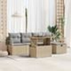 Ensemble de canapé de jardin 6 pièces avec coussins Beige Poly Rotin vidaXL