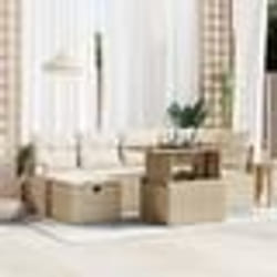 vidaXL Ensemble de 7 pièces de sofa de jardin avec coussins Beige Poly Rattan