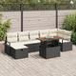 vidaXL Ensemble de canapé de jardin 8 pièces avec coussins en poly rotin noir